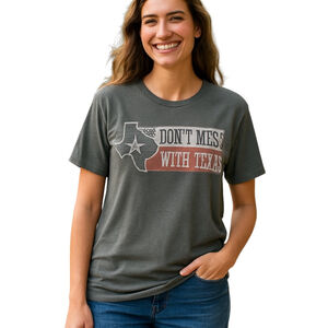 State Life Don't Mess With Texas T-Shirt Women's Medium Gray